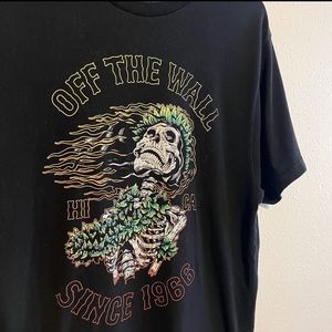Vans Custom Fit Rare Graphic Tee Skull and Logo Spellout Mens Medium
